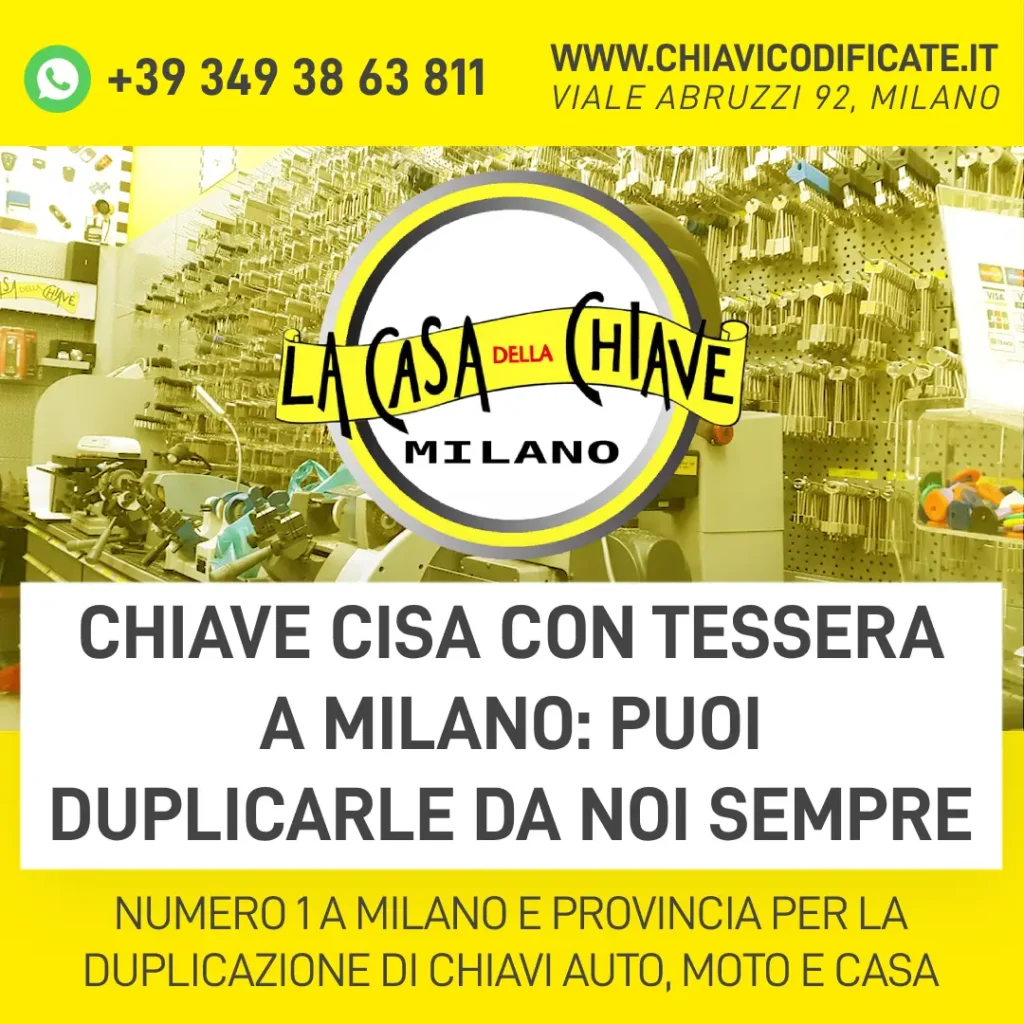 Chiave Cisa con Tessera a Milano: puoi duplicarle da noi sempre