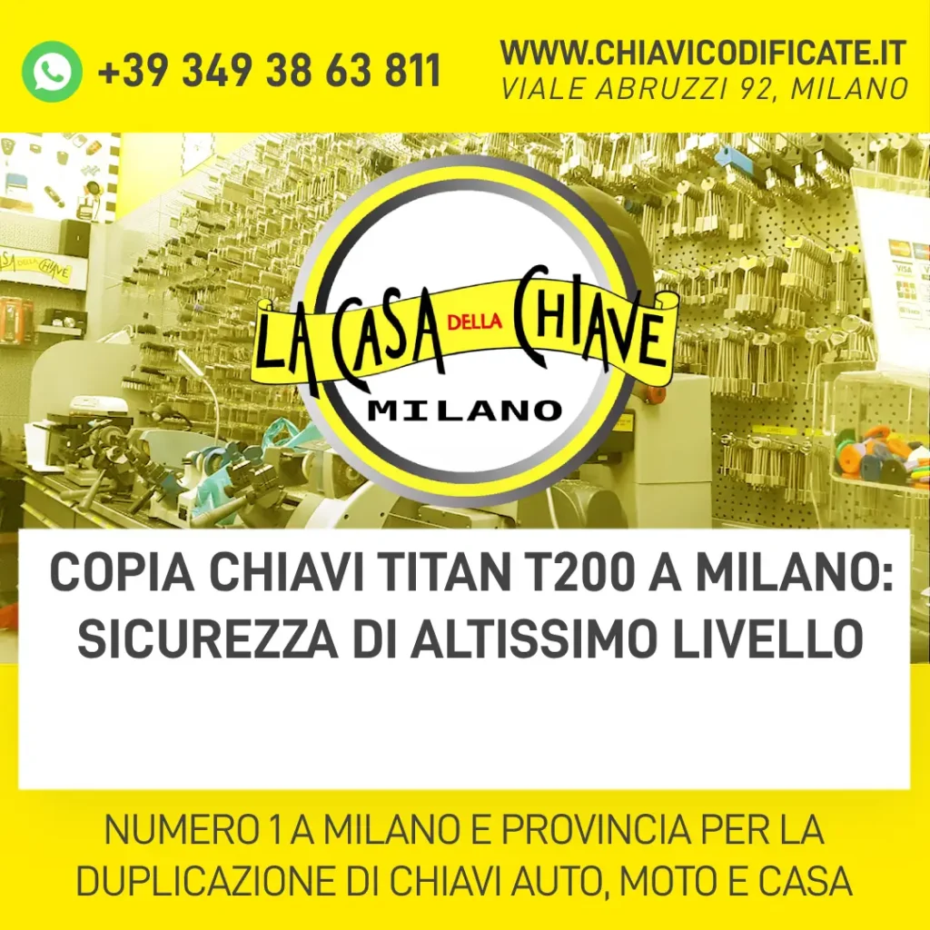 Copia Chiavi Titan T200 a Milano: sicurezza di altissimo livello