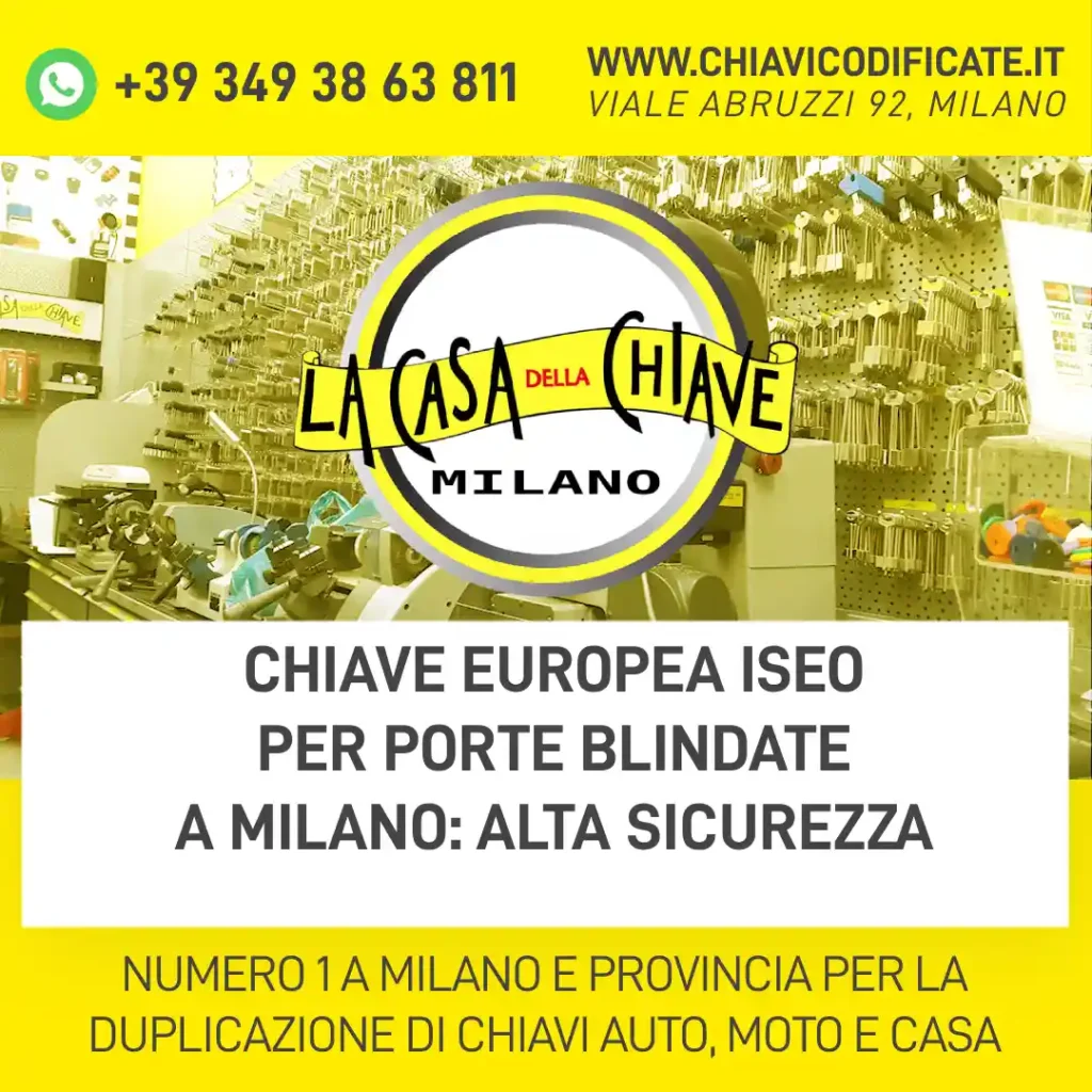 Chiave europea ISEO per porte blindate a Milano: alta sicurezza