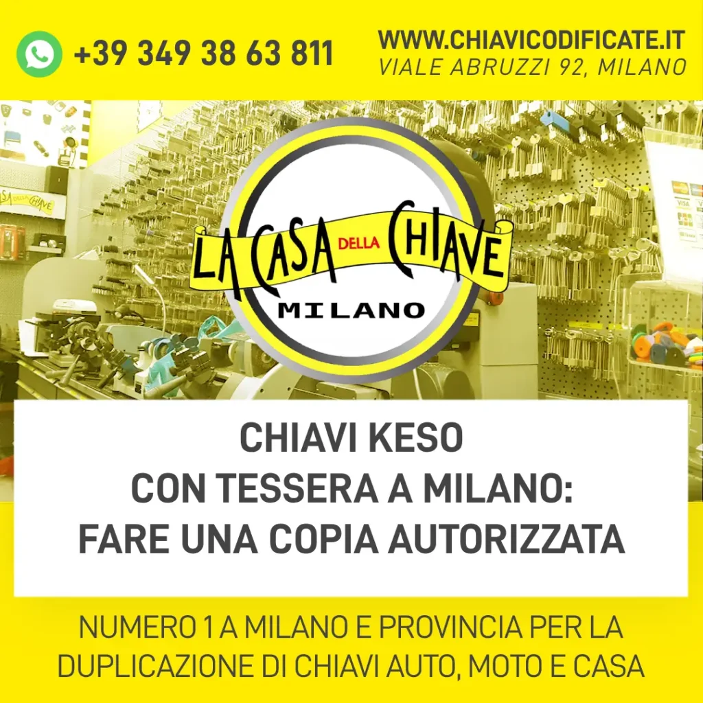 Chiavi KESO con Tessera a Milano: fare una copia autorizzata