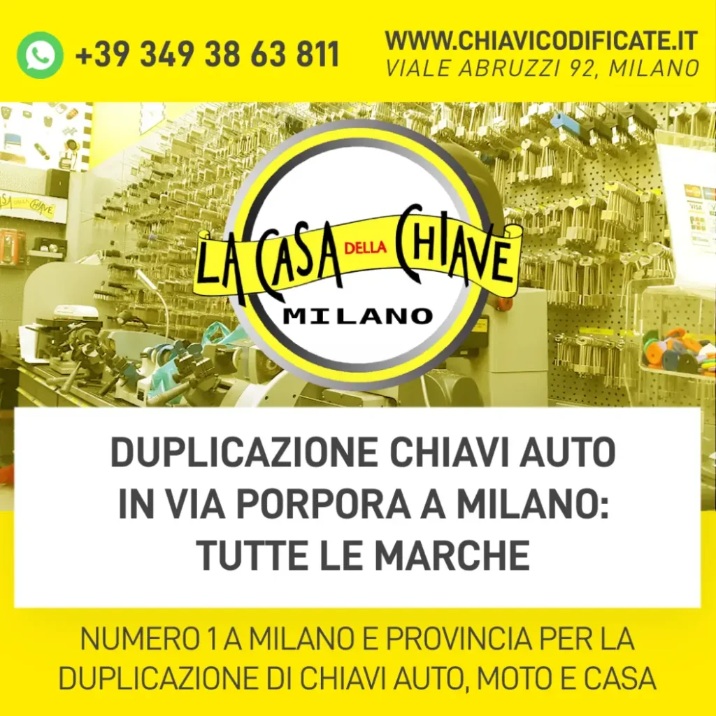 Duplicazione chiavi auto in Via Porpora a Milano: tutte le marche
