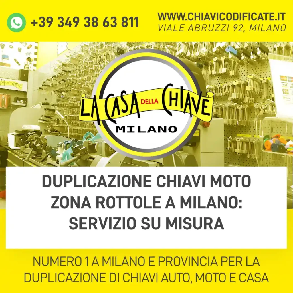 Duplicazione chiavi moto zona Rottole a Milano: servizio su misura