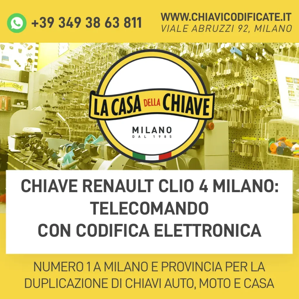 Chiave Renault Clio 4 Milano: telecomando con codifica elettronica