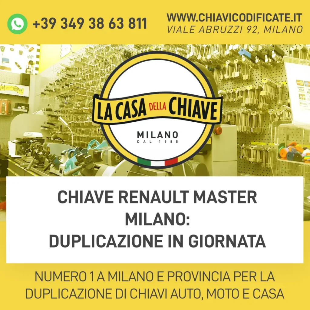 Chiave Renault Master Milano: duplicazione in giornata