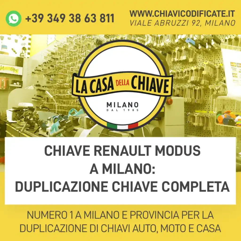Chiave Renault Modus a Milano: Duplicazione Chiave Completa