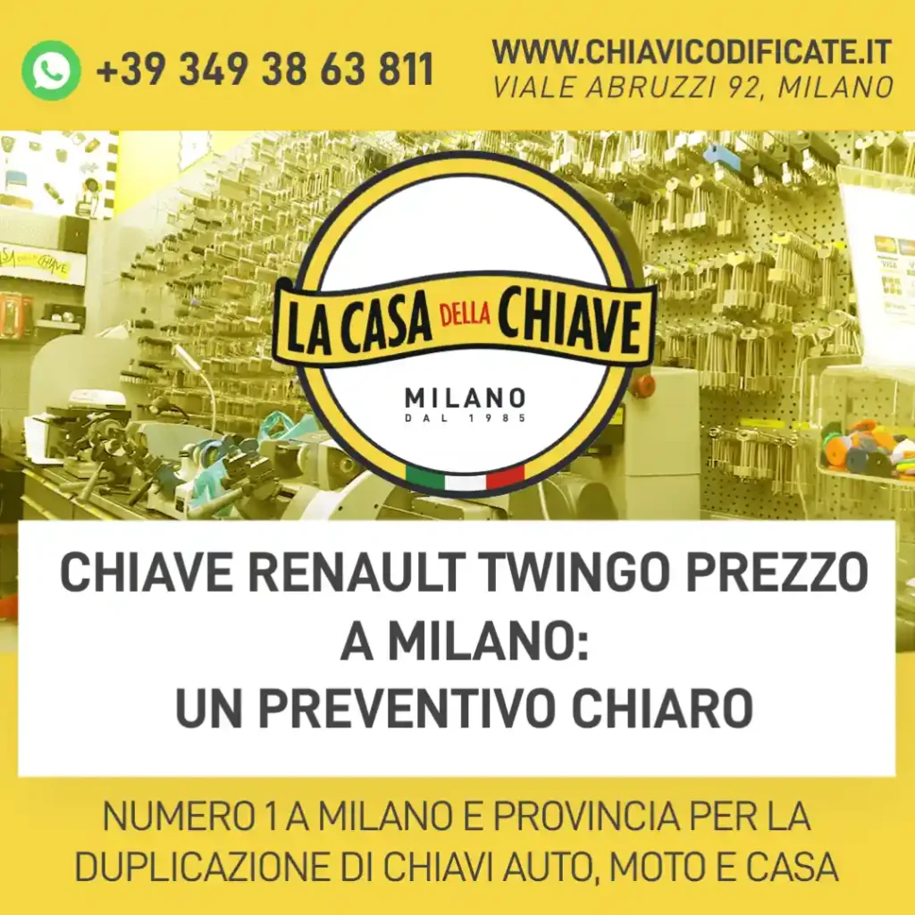 Chiave Renault Twingo prezzo a Milano: un preventivo chiaro