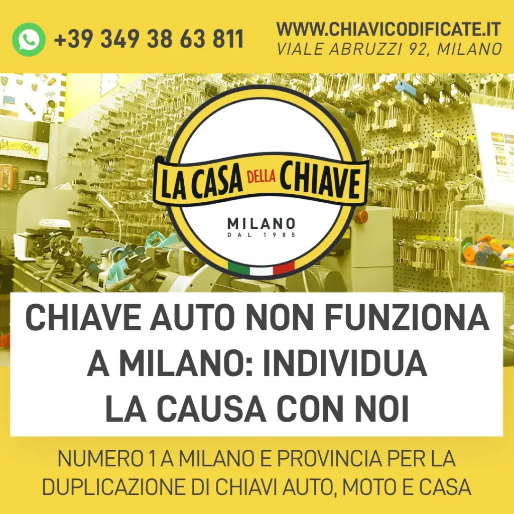 Chiave auto non funziona a Milano: individua la causa con noi