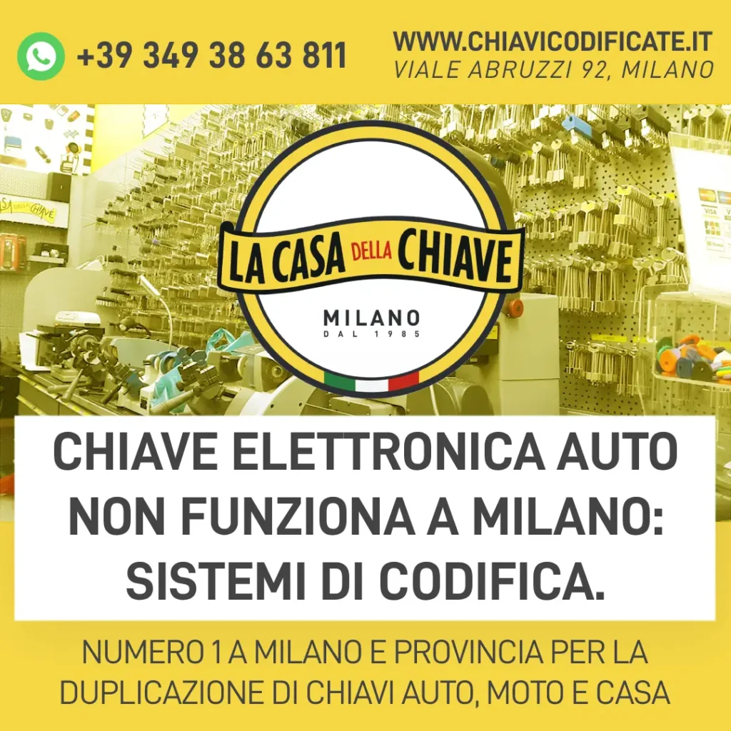 Chiave elettronica auto non funziona a Milano: sistemi di codifica.