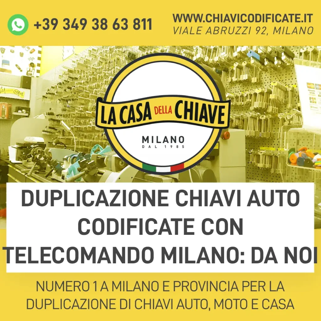 Duplicazione Chiavi Auto Codificate con Telecomando Milano: da noi
