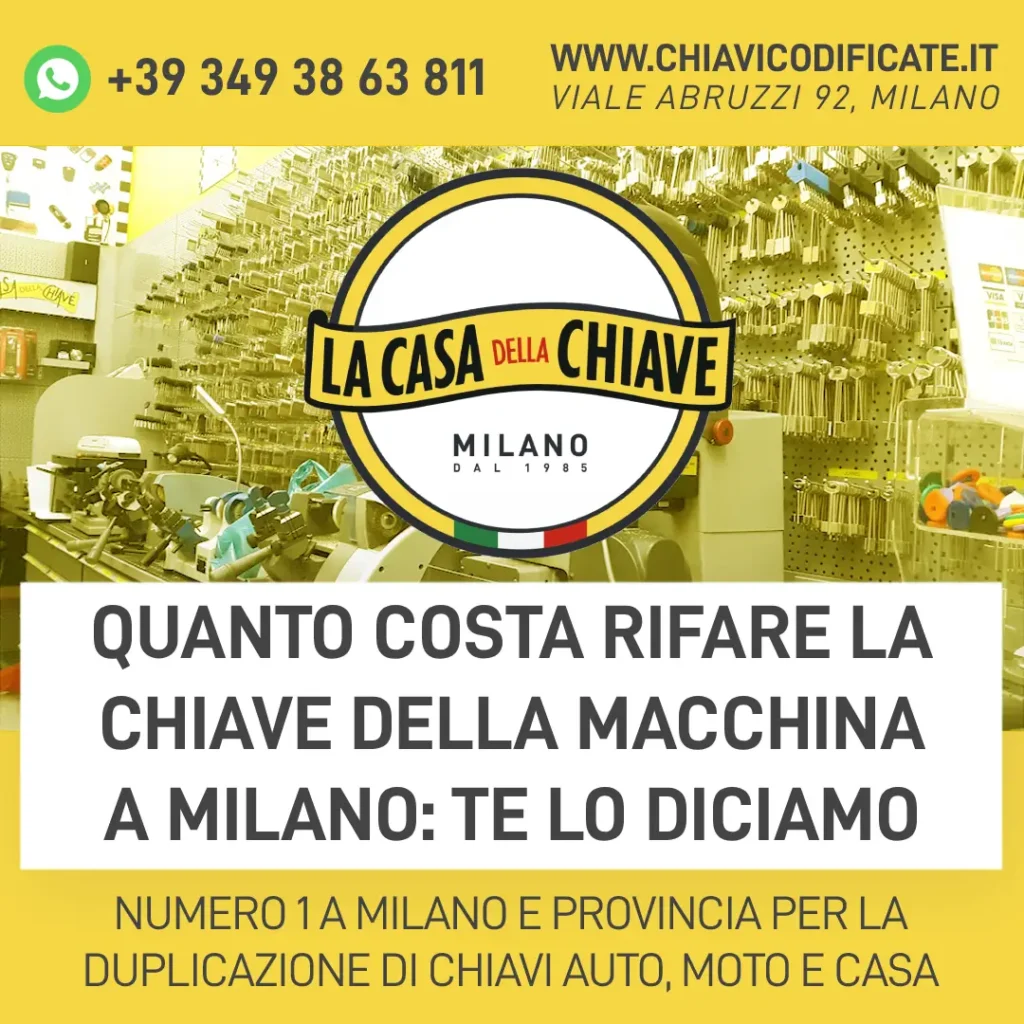 Quanto costa rifare la chiave della macchina a Milano: te lo diciamo
