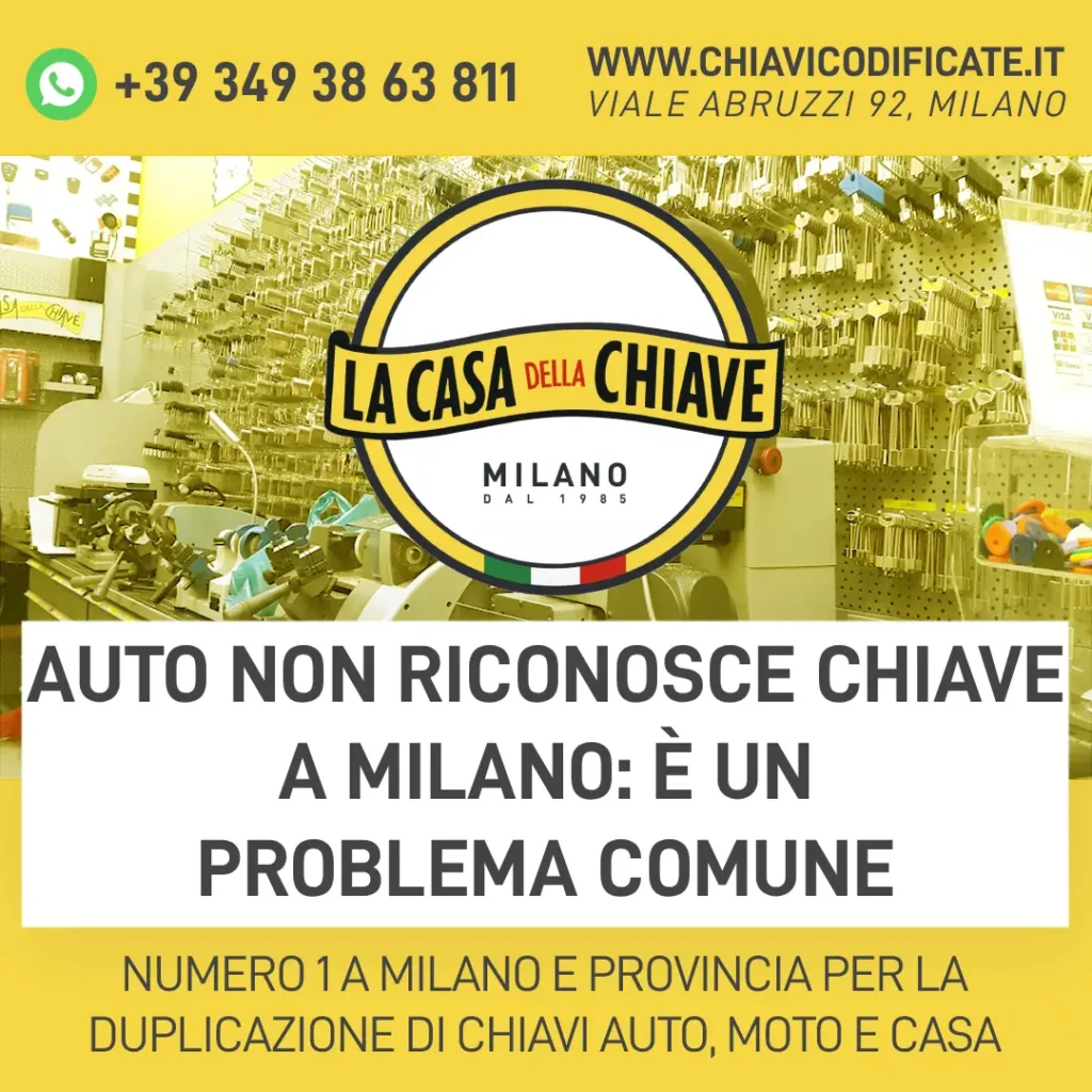 Auto non riconosce chiave a Milano: è un problema comune