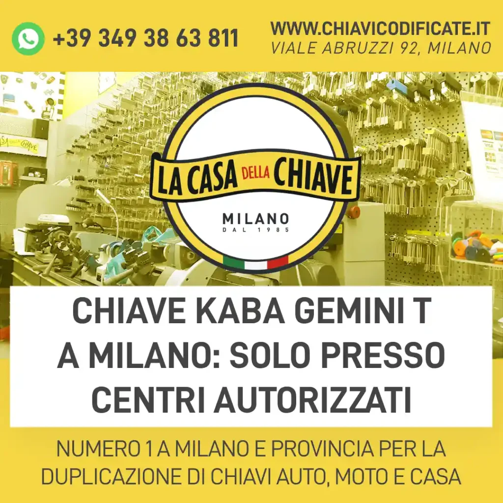 Chiave Kaba Gemini T a Milano: solo presso centri autorizzati