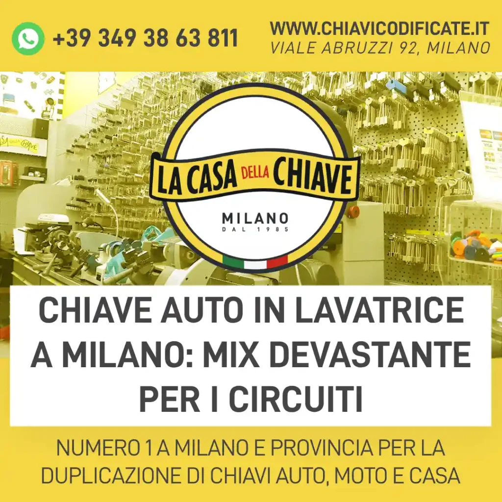Chiave auto in lavatrice a Milano: mix devastante per i circuiti
