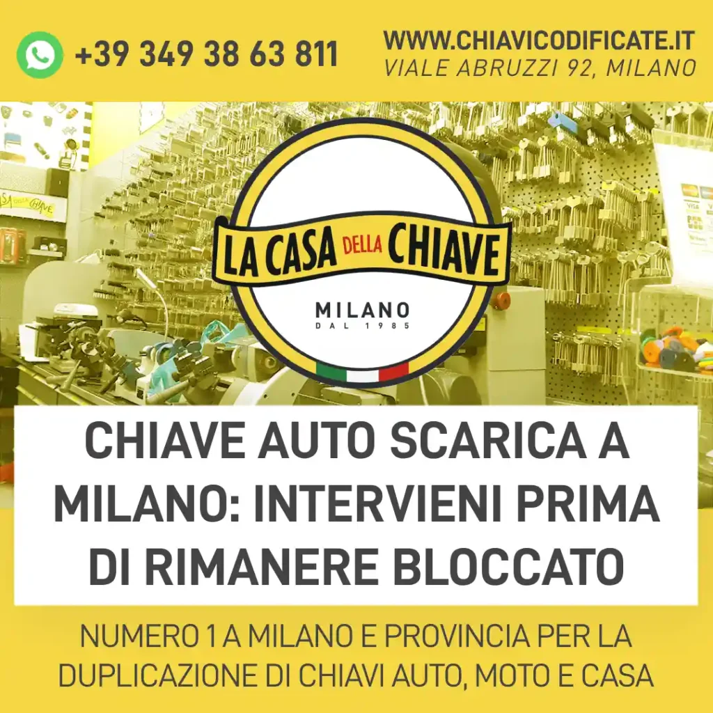 Chiave auto scarica a Milano: intervieni prima di rimanere bloccato