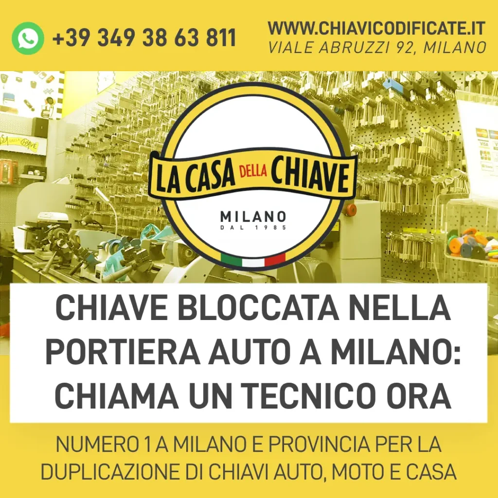 Chiave bloccata nella portiera auto a Milano: chiama un tecnico ora