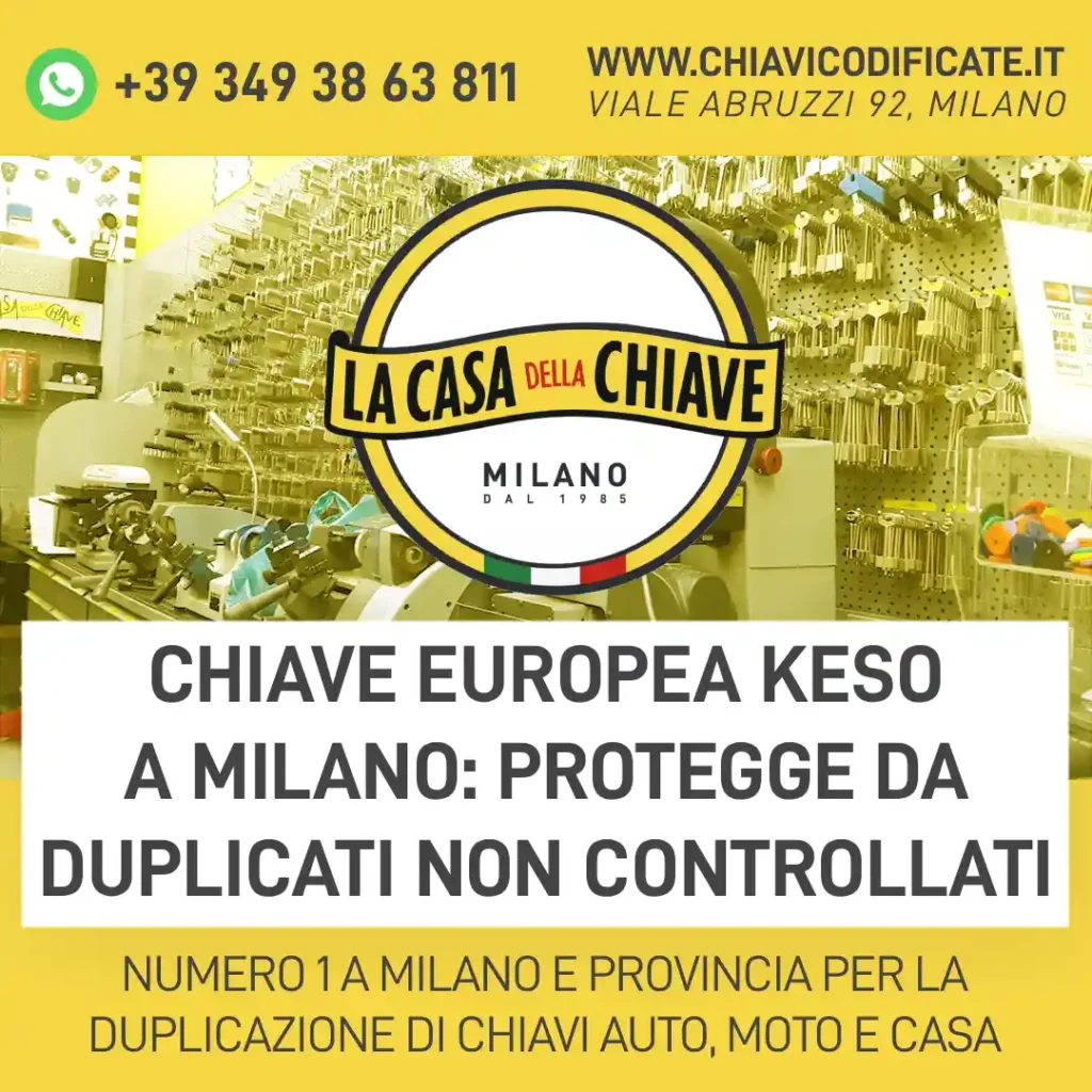 Chiave europea Keso a Milano: protegge da duplicati non controllati