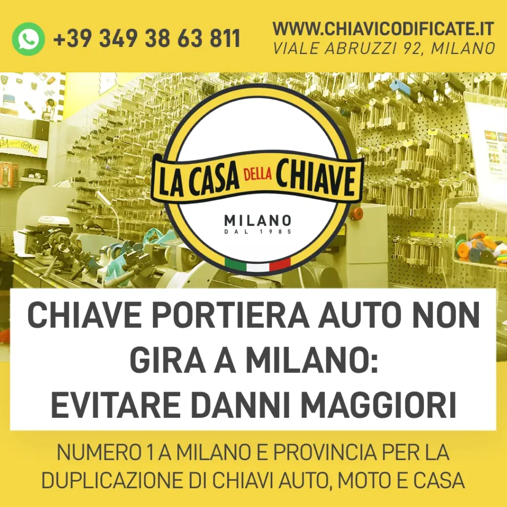 Chiave portiera auto non gira a Milano: evitare danni maggiori