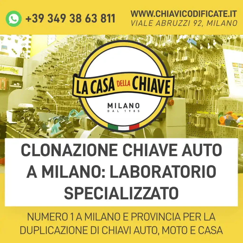 Clonazione chiave auto a Milano: laboratorio specializzato