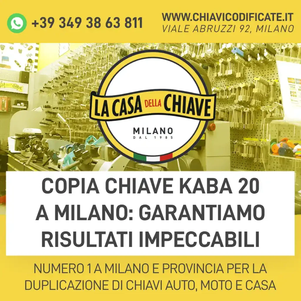 Copia chiave Kaba 20 a Milano: garantiamo risultati impeccabili