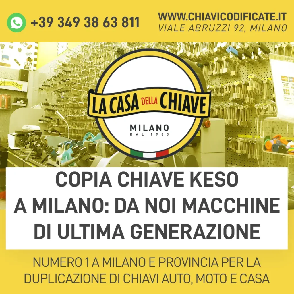 Copia chiave Keso a Milano: da noi macchine di ultima generazione