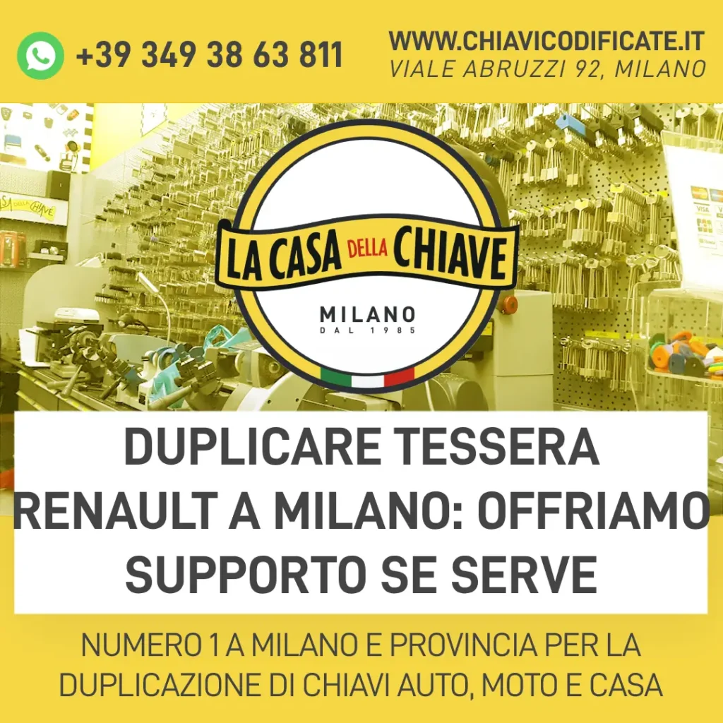 Duplicare tessera Renault a Milano: offriamo supporto se serve