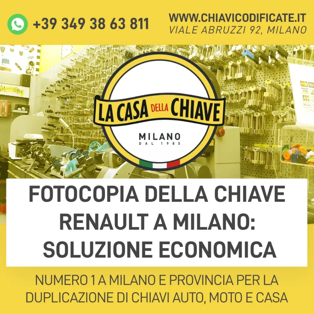 Fotocopia della chiave Renault a Milano: soluzione economica da noi