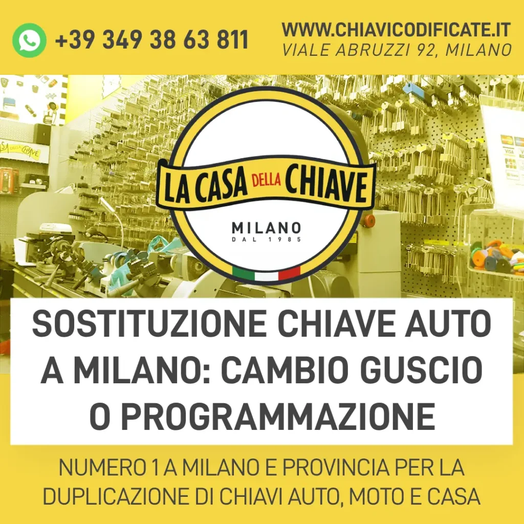 Sostituzione chiave auto a Milano: cambio guscio o programmazione