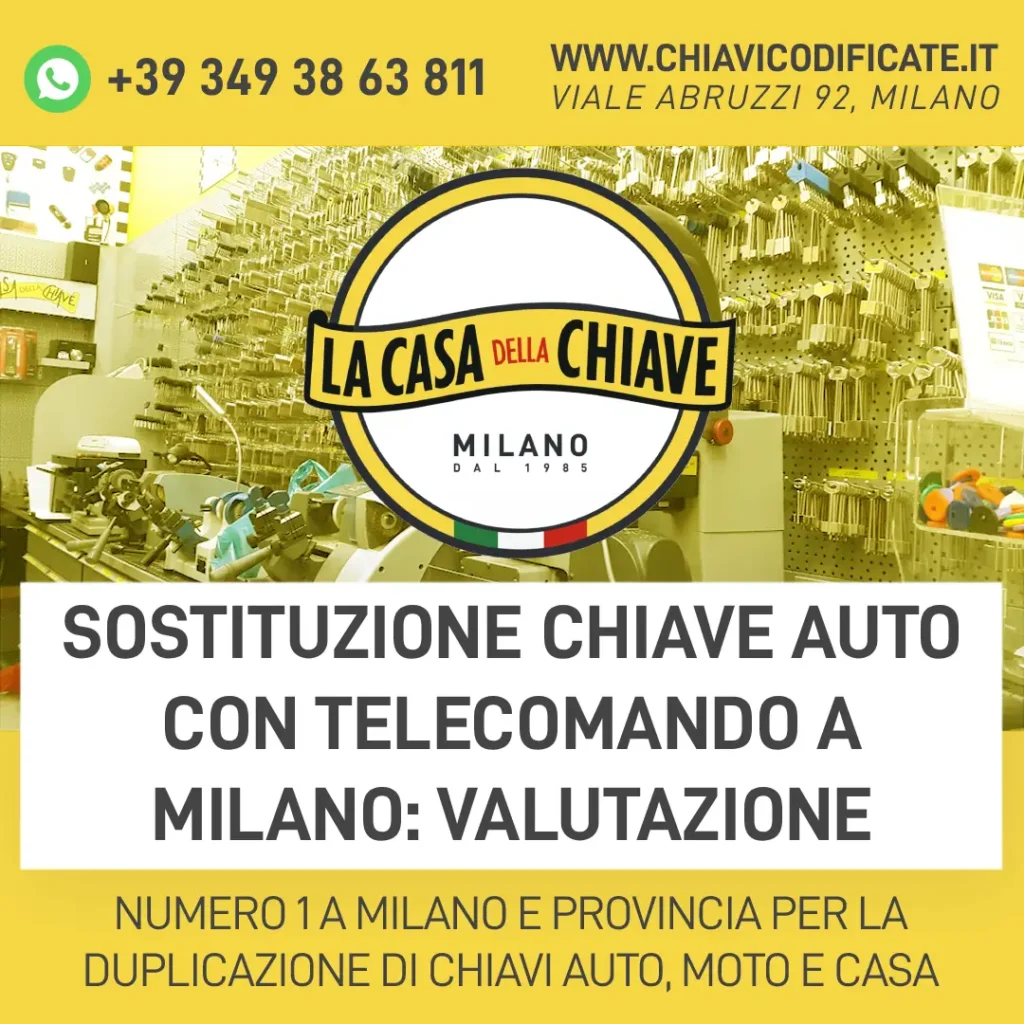 Sostituzione chiave auto con telecomando a Milano: valutazione