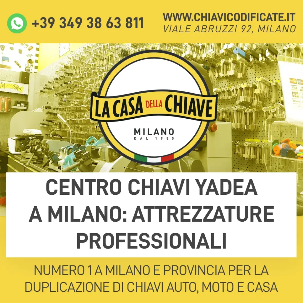 Centro Chiavi Yadea a Milano: attrezzature professionali