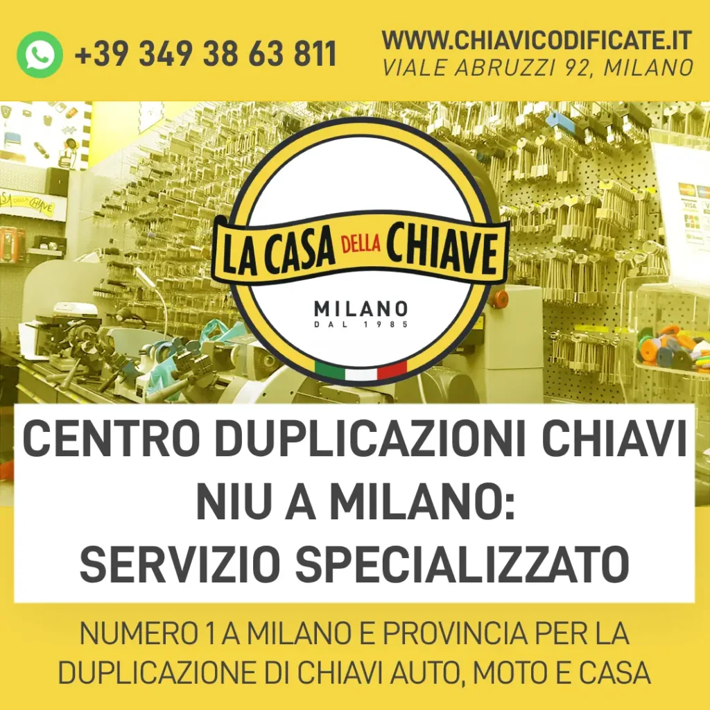 Centro Duplicazioni Chiavi NIU a Milano: servizio specializzato