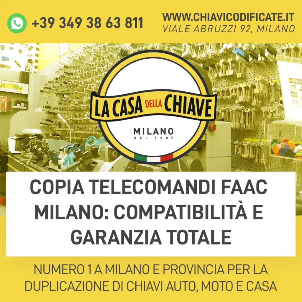 Copia Telecomandi FAAC Milano: compatibilità e garanzia totale