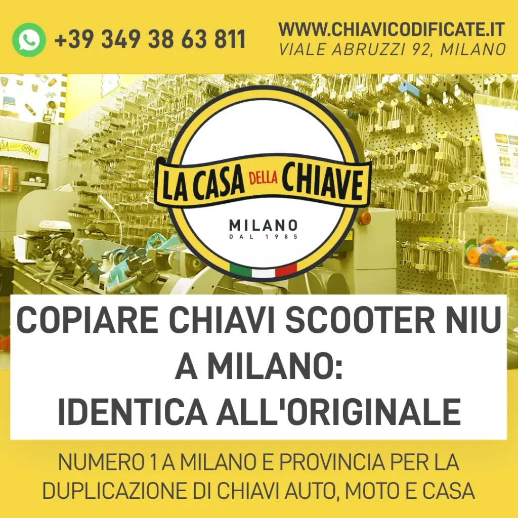 Copiare Chiavi Scooter NIU a Milano: identica all'originale