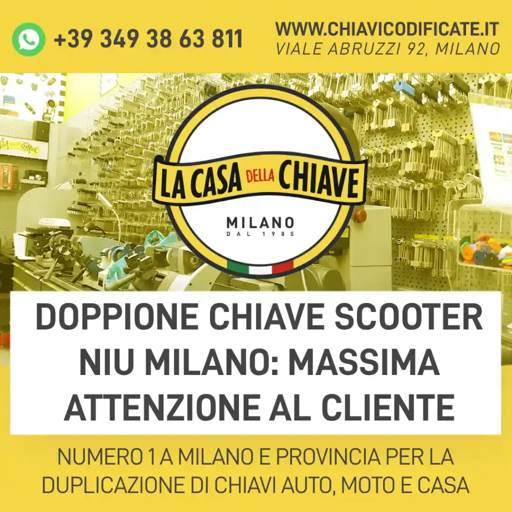 Doppione chiave scooter NIU Milano: massima attenzione al cliente