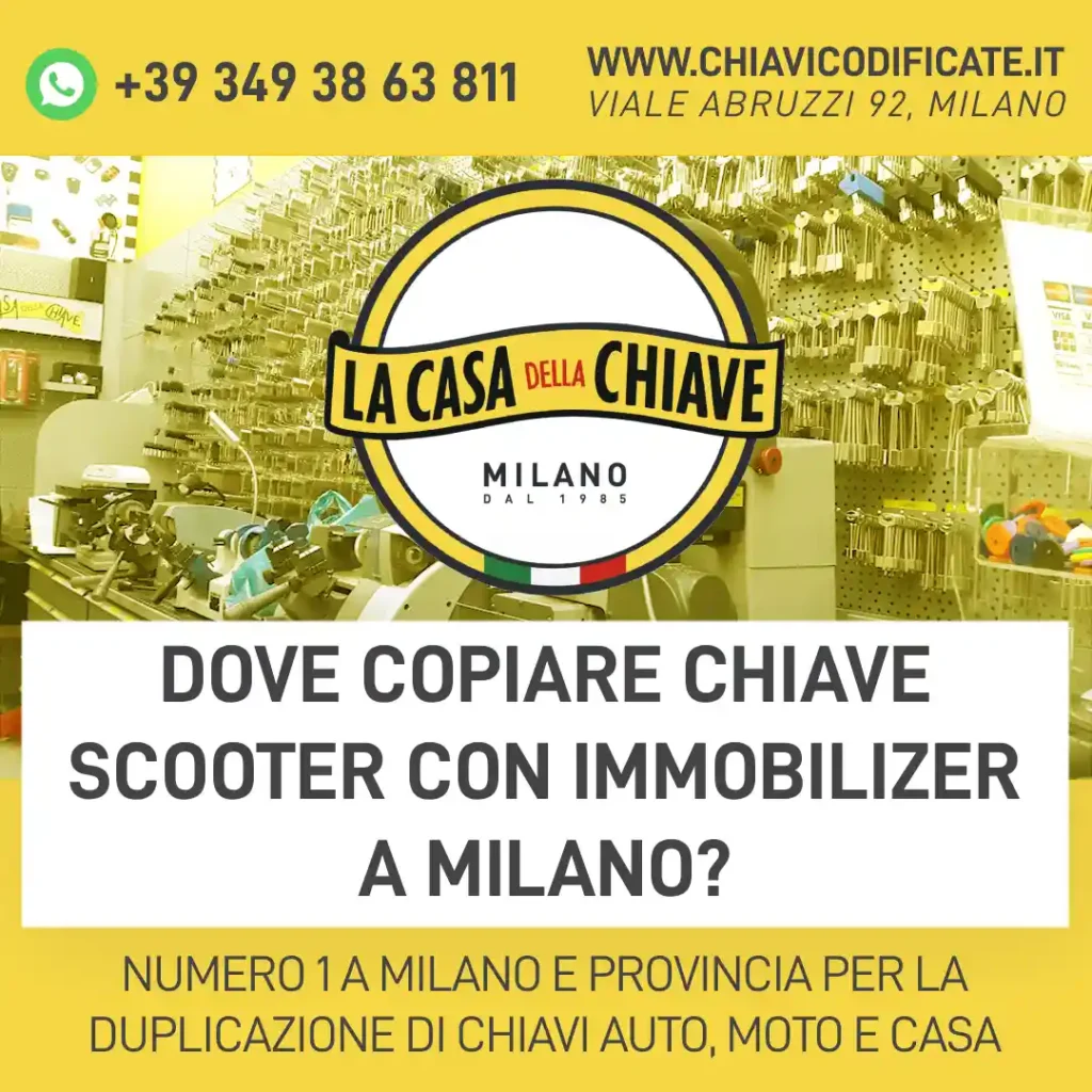 Dove copiare chiave scooter con immobilizer a Milano?
