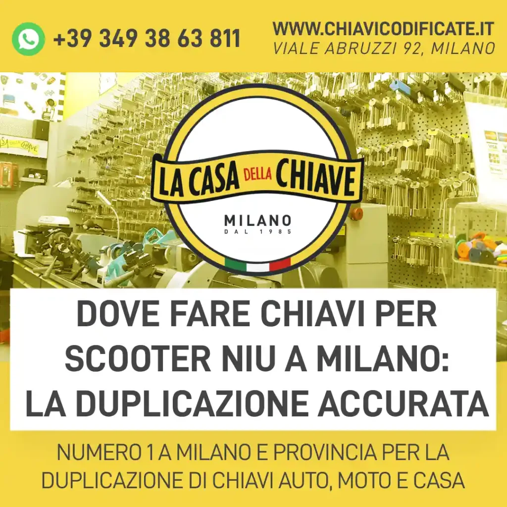 Dove fare chiavi per scooter NIU a Milano: la duplicazione accurata