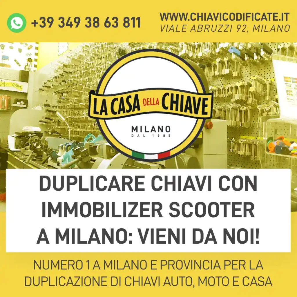 Duplicare chiavi con immobilizer scooter a Milano: vieni da noi!