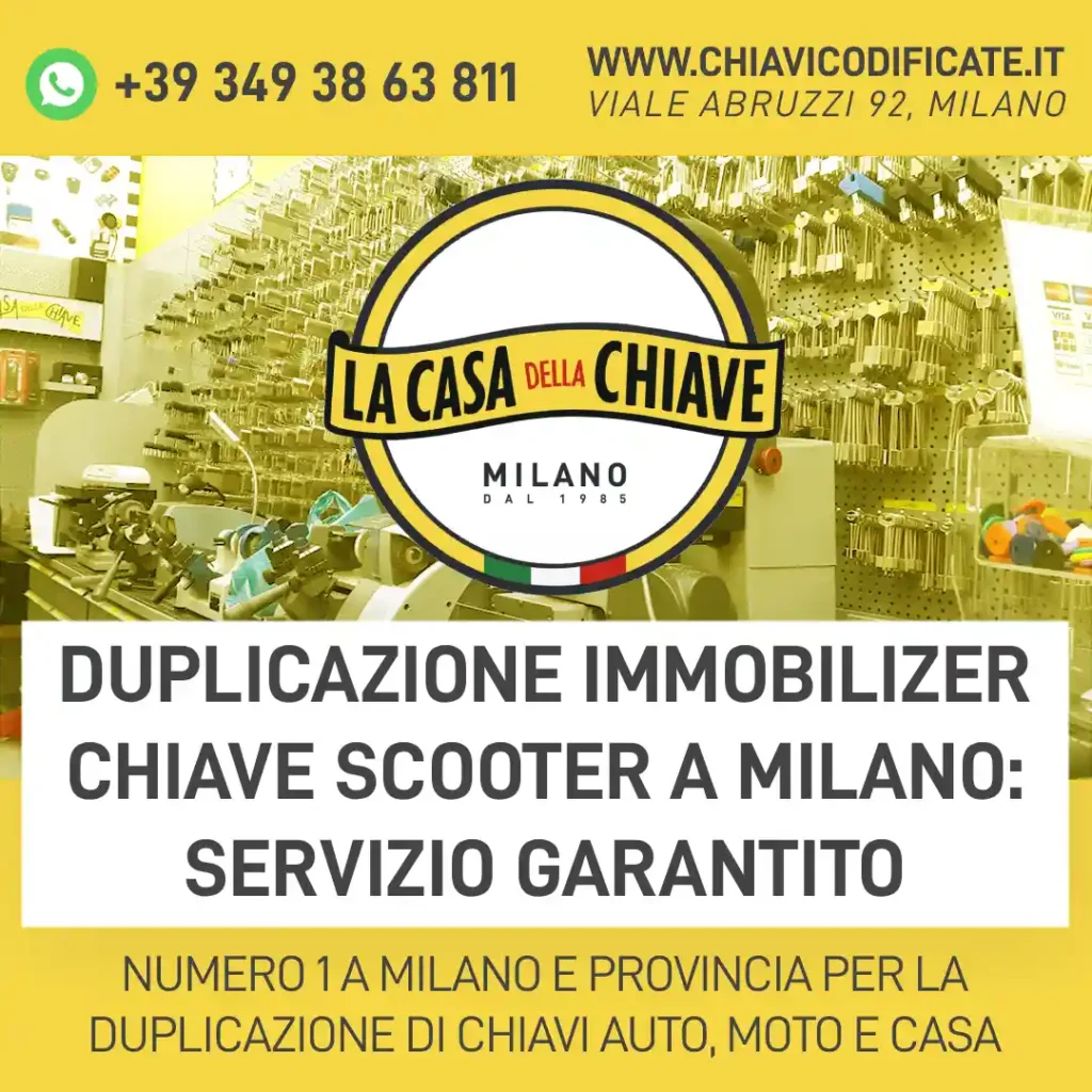 Duplicazione immobilizer chiave scooter a Milano: servizio garantito