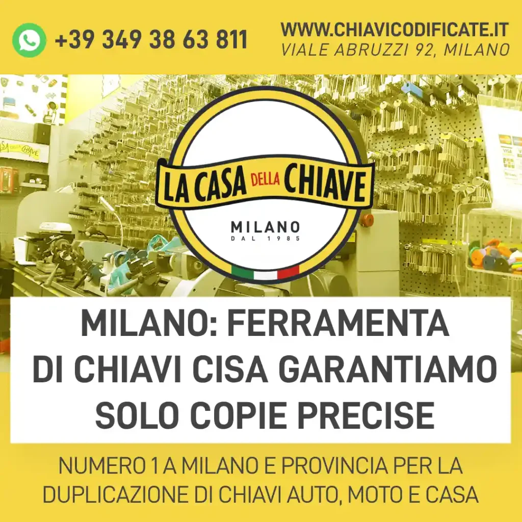 Milano: ferramenta di chiavi Cisa garantiamo solo copie precise