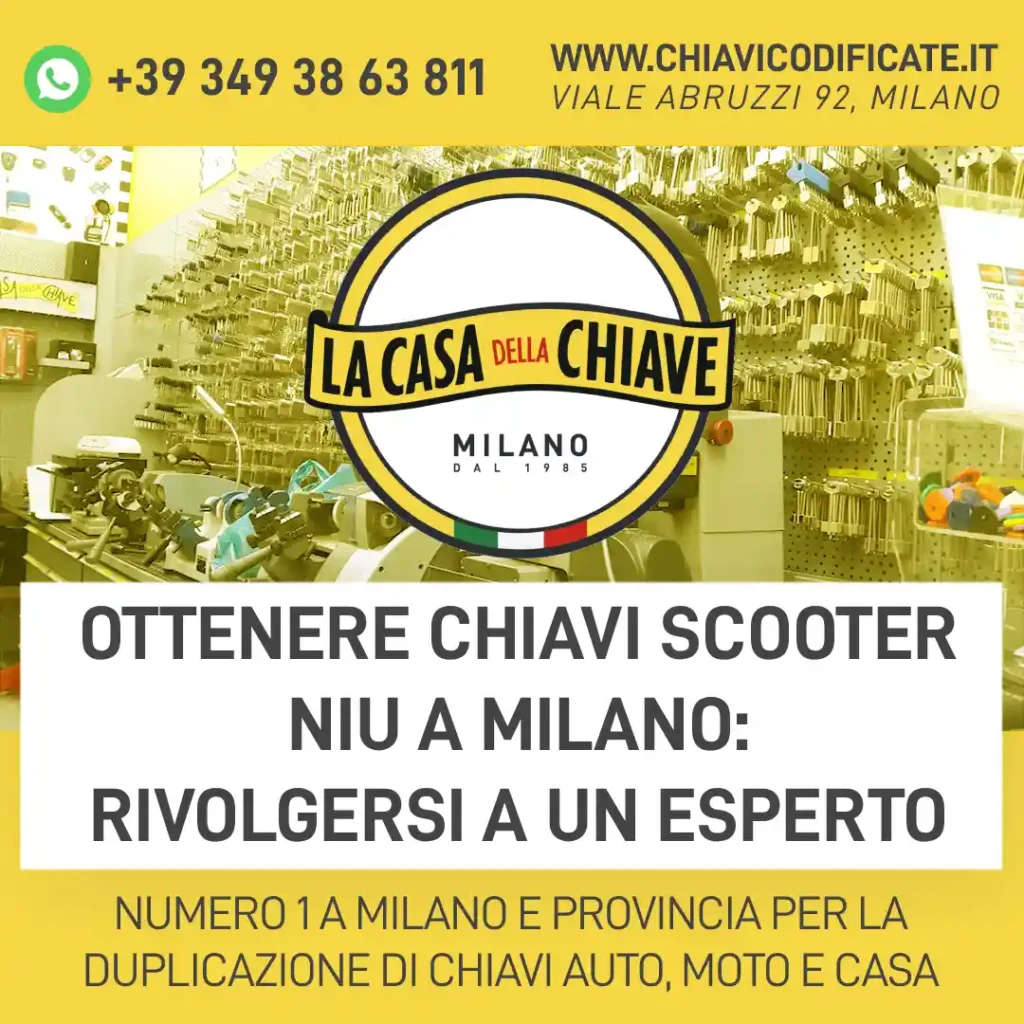 Ottenere chiavi scooter NIU a Milano: rivolgersi a un esperto