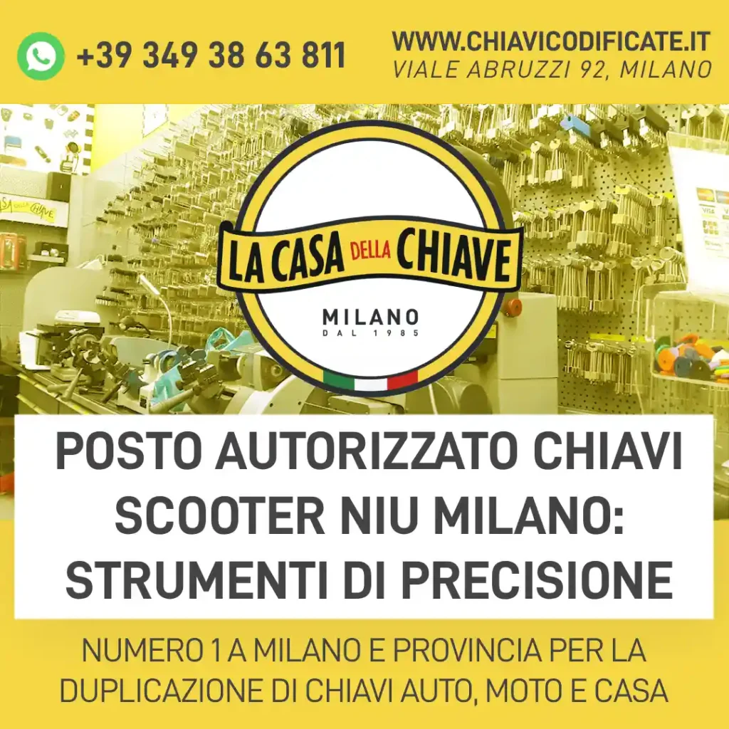 Posto autorizzato chiavi scooter NIU Milano: strumenti di precisione