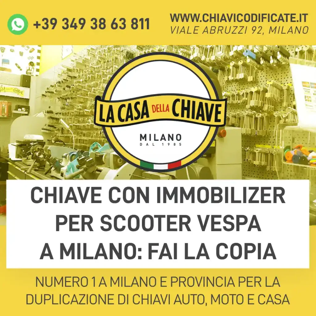 Chiave con immobilizer per scooter Vespa a Milano: fai la copia