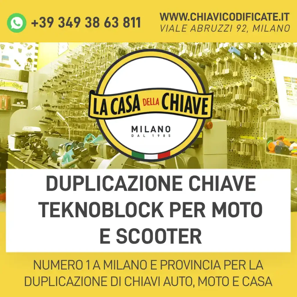 Duplicazione chiave teknoblock per moto e scooter