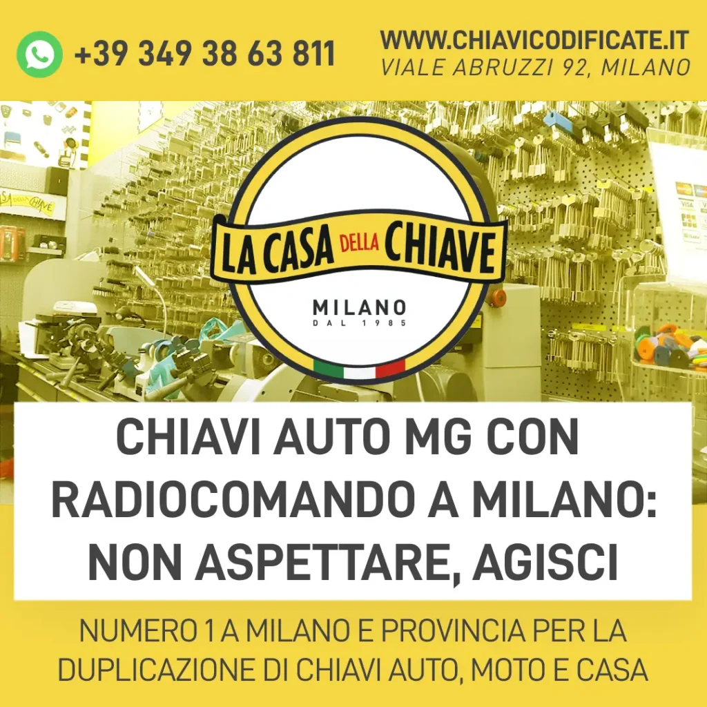 Chiavi auto MG con Radiocomando a Milano: Non Aspettare, Agisci
