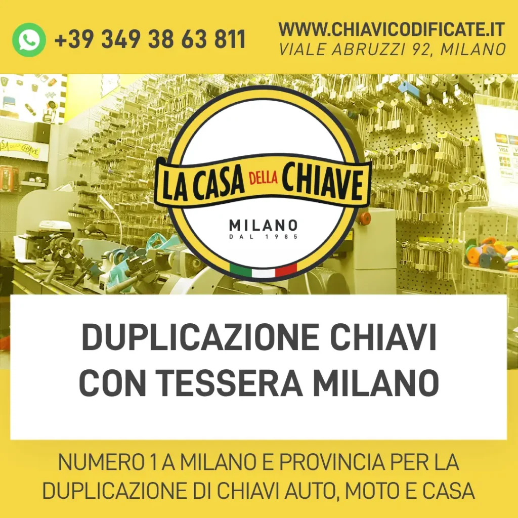 Duplicazione chiavi con tessera Milano