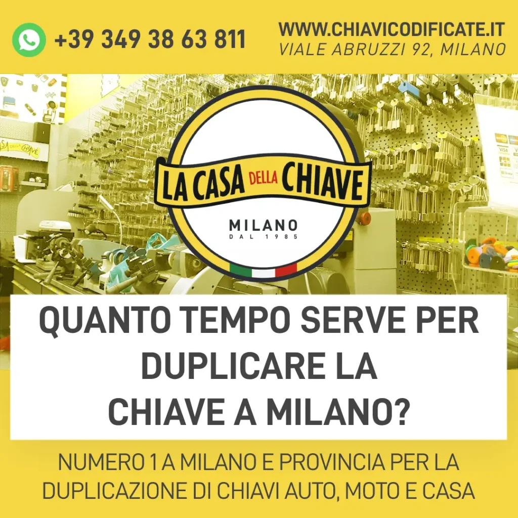 Quanto tempo serve per duplicare la chiave a Milano?