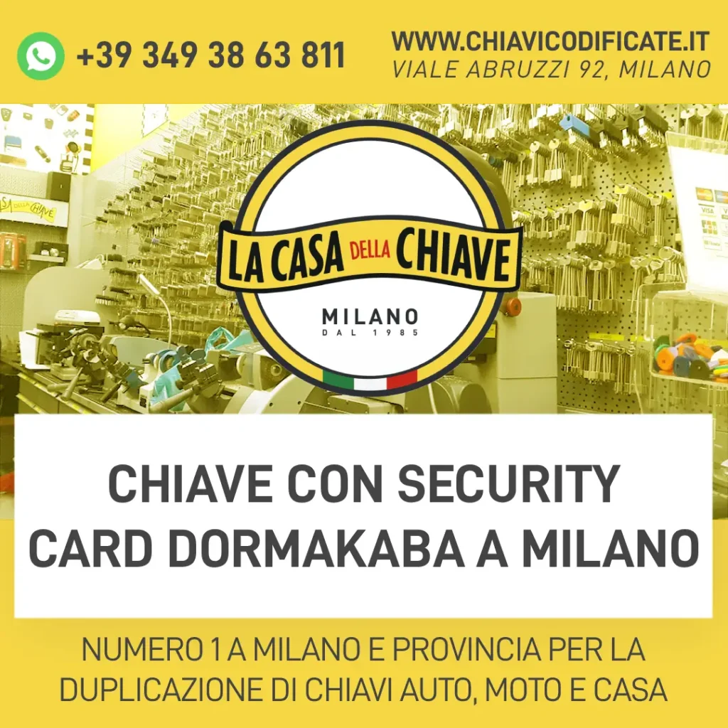 Chiave con security card Dormakaba a Milano