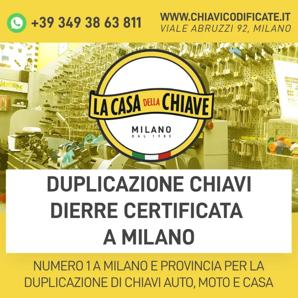 Duplicazione chiavi Dierre certificata a Milano