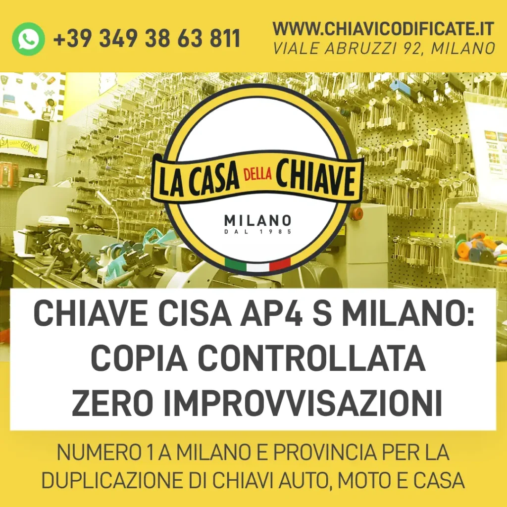 Chiave CISA AP4 S Milano: copia controllata zero improvvisazioni