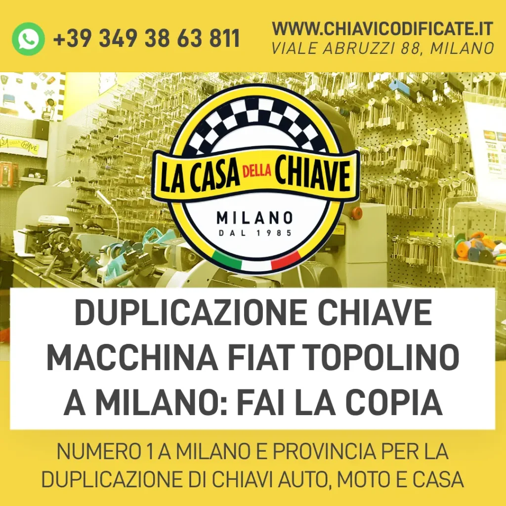 Duplicazione chiave macchina Fiat Topolino a Milano: fai la copia