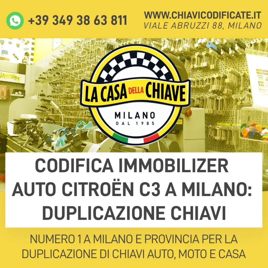Codifica Immobilizer Auto Citroën C3 a Milano: Duplicazione Chiavi